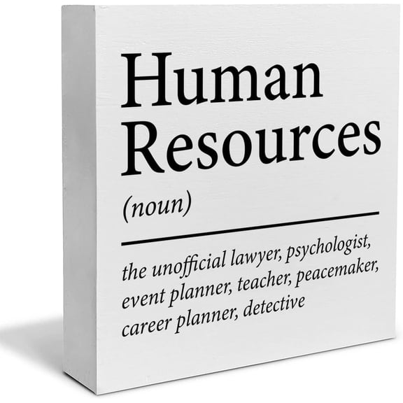 Zomyto 7"x7" Human Resources Definition Decorative Wooden Box Sign HR Manager Gift Wood Block Plaque Desk Decor Office Shelf
