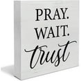 thumbnail image 1 of Zomyto 7"x7" Inspiration Christian Wood Box Sign Decor Desk Sign Pray Wait Trust Wooden Box Block Sign, 1 of 5