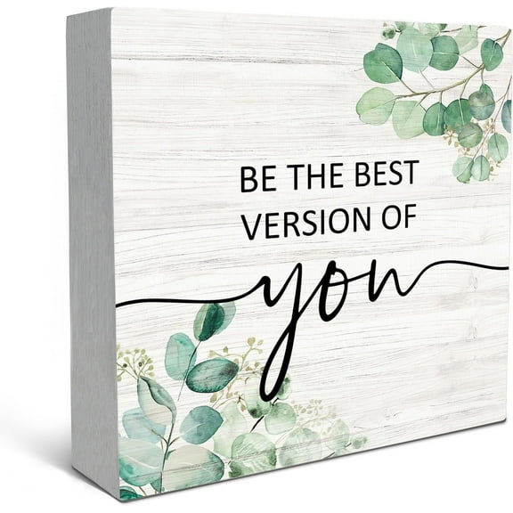 Zomyto 7"x7" Inspirational Quotes Wood Box Sign Desk Decor,Motivationals Wooden Box Sign,Positive Affirmation Decorations