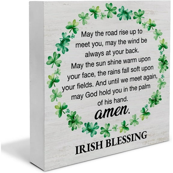 Zomyto 7"x7" Irish Blessing Decor Rustic St. Patricks Day Decor Irish Blessings Wood Sign St Patricks Day Decorations,