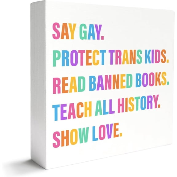 Zomyto 7"x7" LGBT Decor Wooden Box Sign, Rainbow Pride Lesbian Gay Queer Room Decor, Show Love, LGBT Pride Month