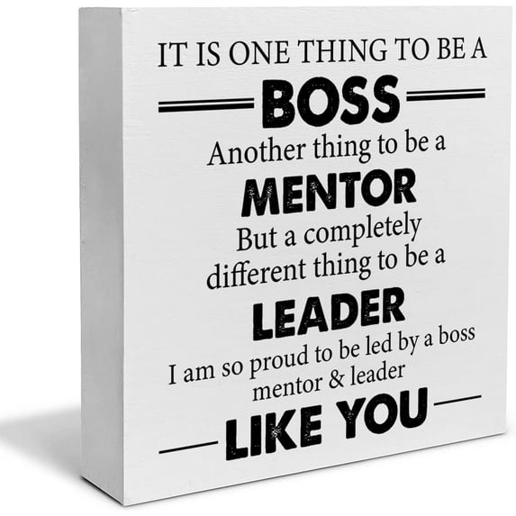 Zomyto 7"x7" Leader Thank You Gift Decorative Wooden Box Sign It is One Thing to Be a Boss Wood Block Plaque Desk Decor Boss Mentor Leader Appreciation Gifts Office Shelf or Wall Display