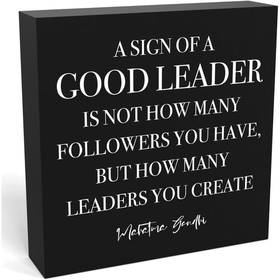 Zomyto 7"x7" Leaders Leaderships Wooden Box Sign Inspirational Desk Decor Boss Day Retirement Thank Yous Wood Block Plaque Boss Office Decor house Tabletop Office Black
