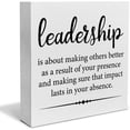 thumbnail image 1 of Zomyto 7"x7" Leadership Quote Decorative Wooden Box Sign Leadership is About Making Others Better Wood Block Plaque Decor Desk Shelf or Wall Display, 1 of 5