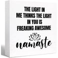 thumbnail image 1 of Zomyto 7"x7" Namaste Wood Box Sign the Light in Me Thinks the Light in You is Namaste Wooden Block Sign Yoga Meditation Desk Décor, Gift for Friend Yoga Lover, 1 of 5