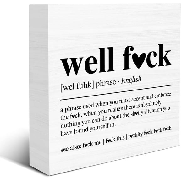 Zomyto 7"x7" Office Wooden Box Sign Definition Wood Sign Decor Humor Home Office Wooden Block Sign Decoration for Cubicle Workplace Shelf Desk