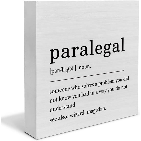Zomyto 7"x7" Paralegal Definition Wood Box Sign Decor Desk Sign Paralegal Wooden Box Block Sign Rustic Home Law Office Decoration Lawyer Birthday Graduation Gift