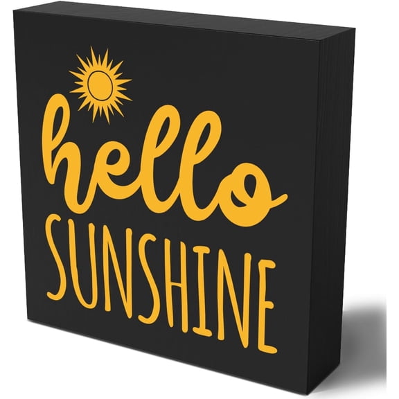Zomyto 7"x7" Positive Summer Decor, Hello Sunshine Sign, Summer House Table Shelf Decor Sunshine Sun Decor