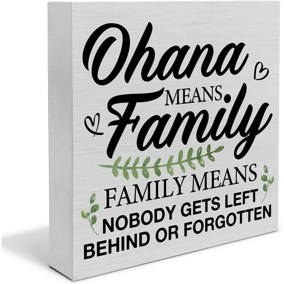 Zomyto 7"x7" Rustic Family Wooden Box Sign Desk Decor, Family Means Nobody Gets Left Behind or Forgotten Wood Block Sign Home Tabletop Shelf Desk Decoration,