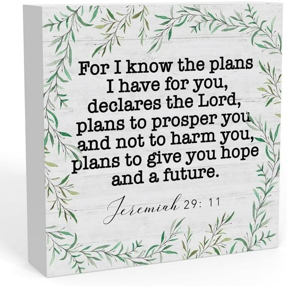 Zomyto 7"x7" Rustic For I Know The Plans I Have For You Jeremiah 29:11 Sign, Christian Religious Gifts Home Office Desk Decor for Men Women, Shelf Table Decor Bible Verse Jesus Gifts