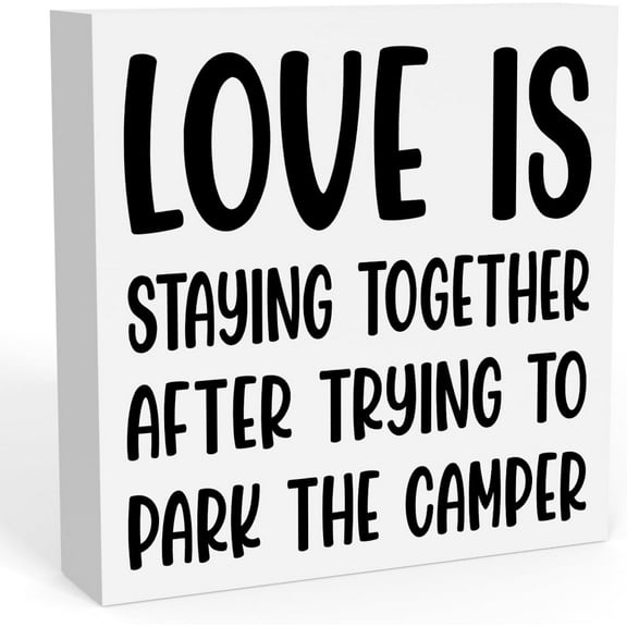 Zomyto 7"x7" Rustic Park the Camper Wood Box Sign,Farm house Camping Artwork Decor