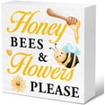 thumbnail image 1 of Zomyto 7"x7" Spring Summer Decor Honey Wood Sign Home Desk Tabletop Shelf Decor Farmhouse Spring Decorations, 1 of 5