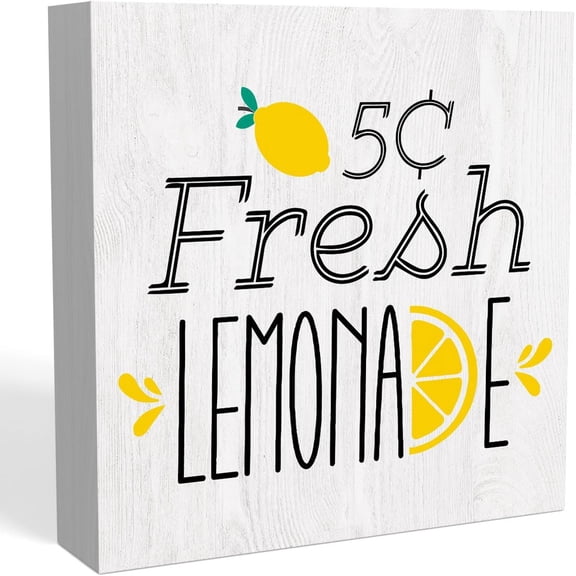 Zomyto 7"x7" Summer Decorations for Home, Summer Decor, Summer Decorations, Summer Sign, Lemon Sign Lemon Kitchen Decor -Fresh Lemonade Sign