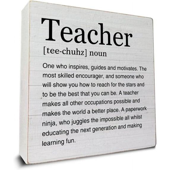 Zomyto 7"x7" Teacher Gifts for Women Men Teacher Definition Art Wooden Box Sign Teacher Desk Decorative Wooden Sign