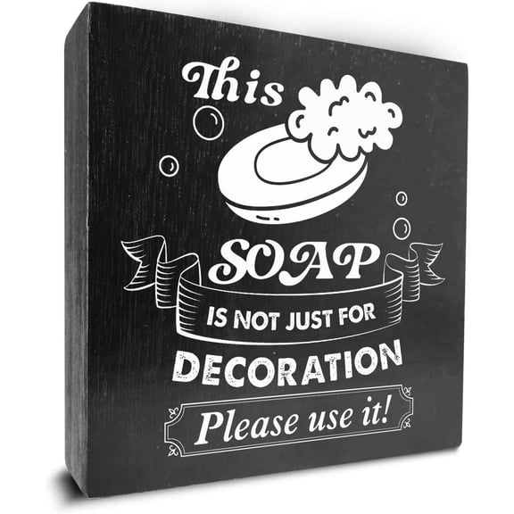 Zomyto 7x7 IN Bathroom Quote This Soap is Not Just for Decoration Wooden Box Sign Desk Decor, Rustic