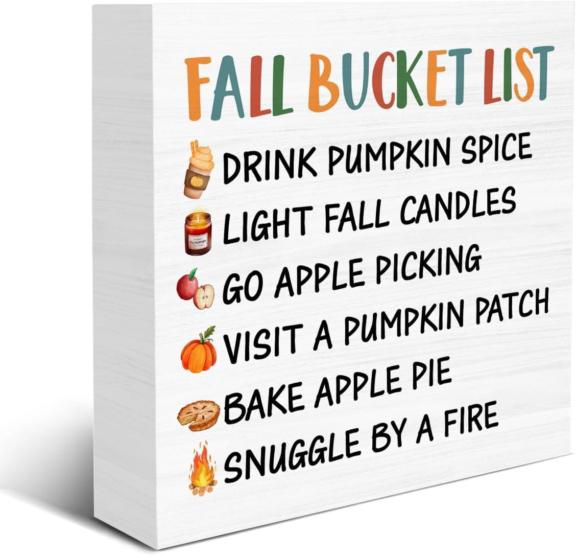 Zomyto 7x7 IN Fall Decor Sign Autumn Wooden Box Sign Fall Farmhouse ...
