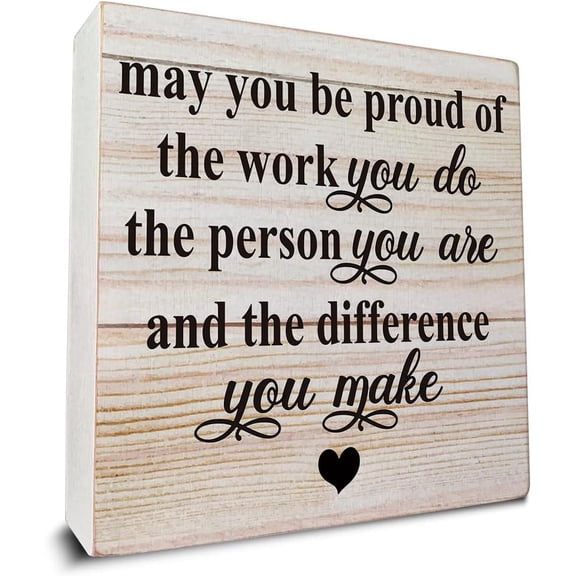 Zomyto 7x7 IN May You Be Proud of the Work You Do Wooden Box Sign Desk Decor Office Quote