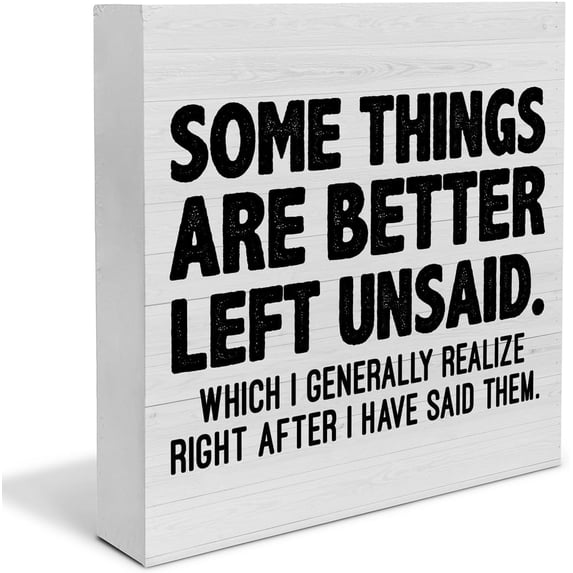 Zomyto 7x7 In Apology Gift for Women Men Apology Wooden Wooden Box Sign Some Things are Better Left Unsaid Desk Decorative