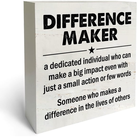 Zomyto 7x7 In Difference Maker Definition Wooden Box Sign Desk Decor Difference Maker Gift Wooden Block Plaque
