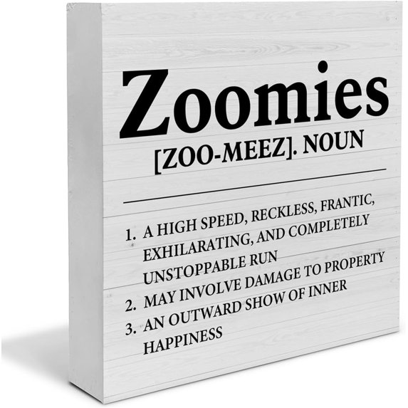 Zomyto 7x7 In Dog Lover Gift Zoomies Definition Wooden Box Sign Dog Theme Desk Decor