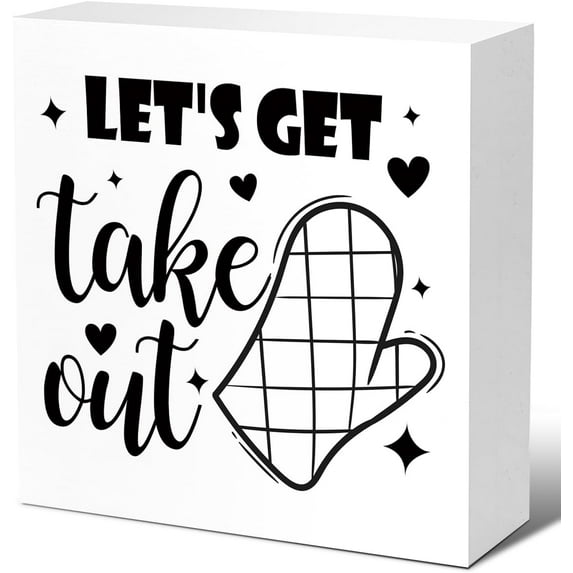 Zomyto 7x7 In Funny Baking Wooden Box Sign - Let's Get Take Out