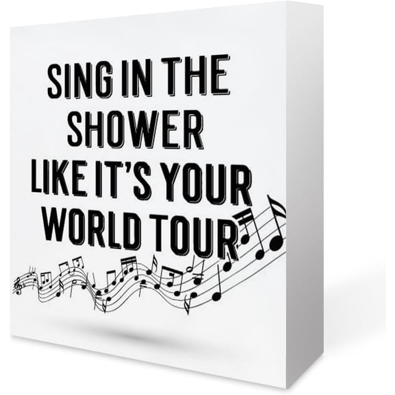 Zomyto 7x7 In Funny Bathroom Decor Sing in Shower Like World Tour Wooden Box Sign Desk Decor