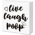 thumbnail image 1 of Zomyto 7x7 In Funny Bathroom Wooden Box Sign - Live Laugh Poop, 1 of 7