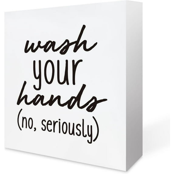 Zomyto 7x7 In Funny Bathroom Wooden Box Sign Wash Your Hands Wood Sign