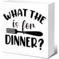 thumbnail image 1 of Zomyto 7x7 In Funny Kitchen Wooden Box Sign - What the is for Dinner, 1 of 7