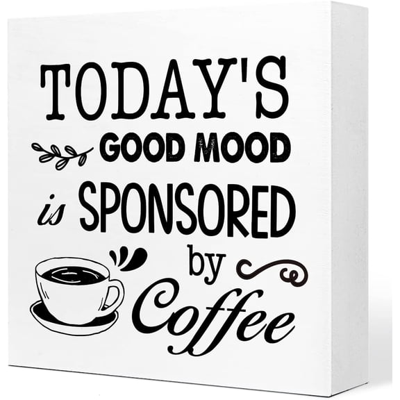 Zomyto 7x7 In Funny Today's Good Mood Sponsored by Coffee Wooden Box Sign Rustic Coffee Desk Decor