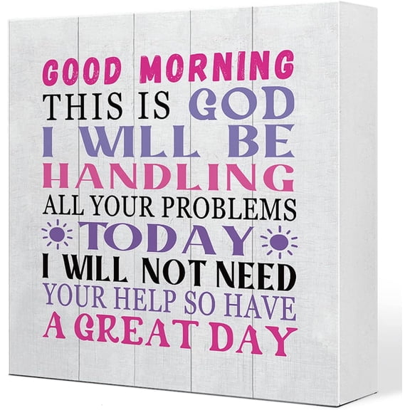 Zomyto 7x7 In Good Morning This is God I Will Be Handling Christian Wooden Box Sign