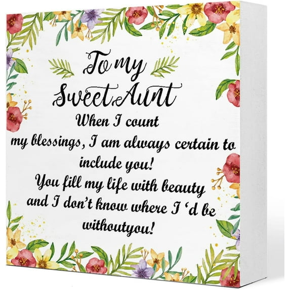 Zomyto 7x7 In I am always certain to inculde you Wood Plaque Sign Aunt Gift From Niece,Mother's Day Gifts Birthday Gift for Aunt