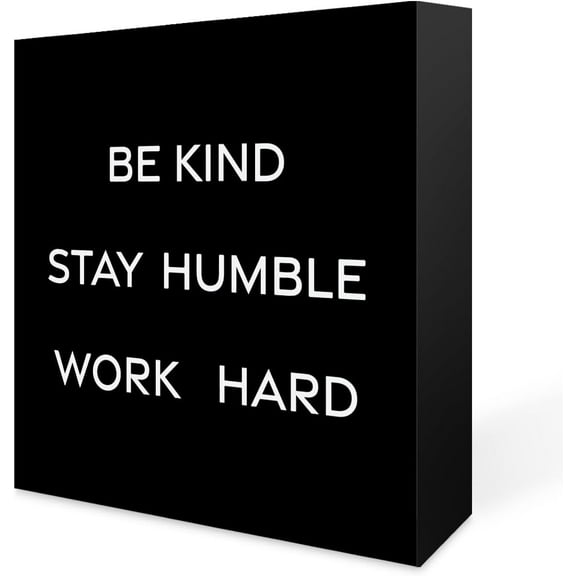 Zomyto 7x7 In Inspirational Office Decor, Stay Humble Work Hard Be Kind, Motivational School Classroom Wooden Box Sign