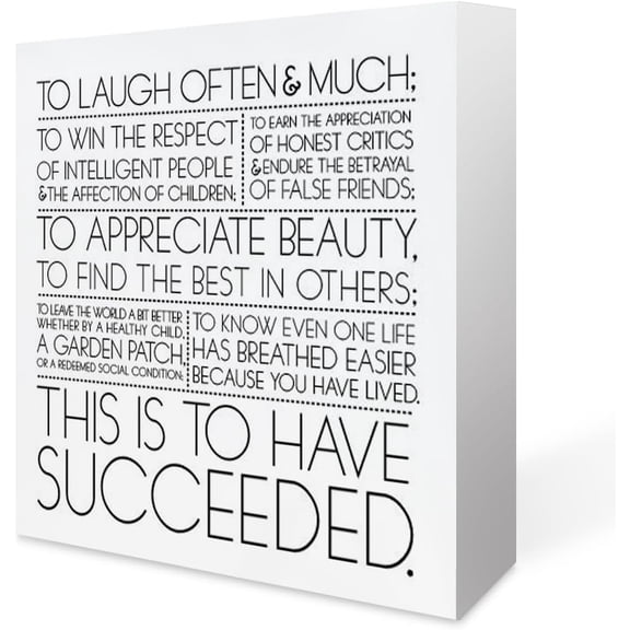 Zomyto 7x7 In Inspirational Ralph Waldo Emerson Quote Desk Wooden Sign Decor This Is To Have Succeeded Wooden Box