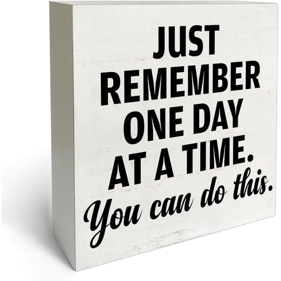 Zomyto 7x7 In Just Remember One Day at a Time Wooden Box Sign Desk Decor Wooden Block Plaque