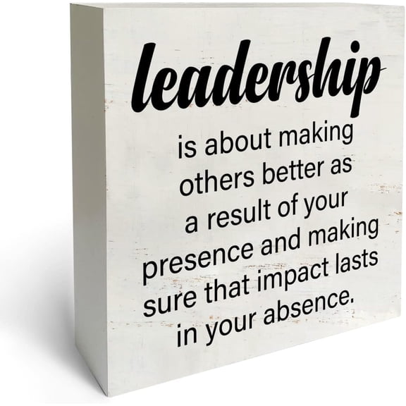 Zomyto 7x7 In Leadership Quote Wooden Box Sign Desk Decor Boss Gift Wooden Block Plaque