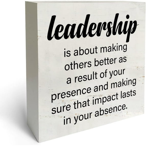 Zomyto 7x7 In Leadership Quote Wooden Box Sign Desk Decor Boss Gift Wooden Block Plaque