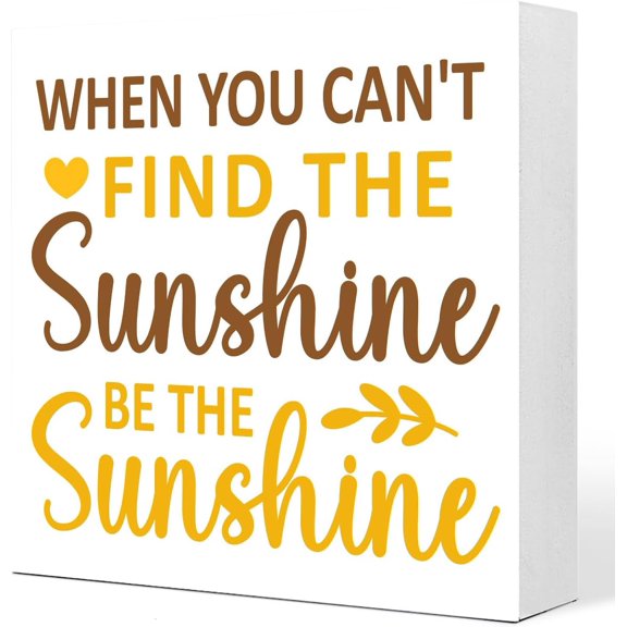 Zomyto 7x7 In Motivational Spring Decor,When You Can't Find The Sunshine Be The Sunshine Wooden Box Sign