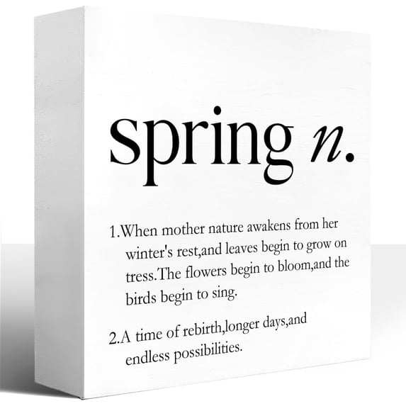 Zomyto 7x7 In Rustic Spring Wooden Box Sign,Spring Definition Wood Block Sign