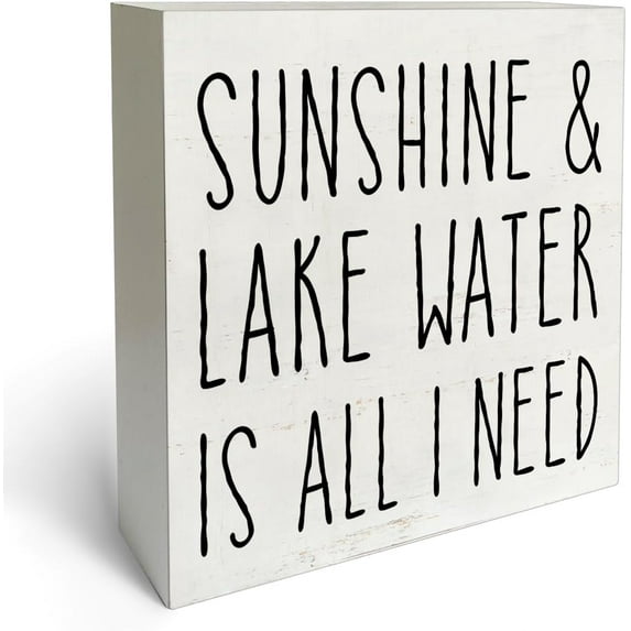 Zomyto 7x7 In Sunshine and Lake Water Is All I Need Wooden Box Sign Desk Decor Lake Themed