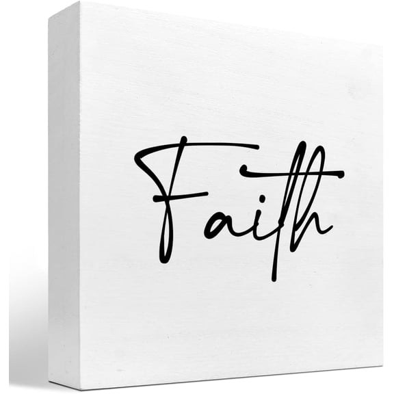 Zomyto 7x7 Inch Bible Verse Faith Inspirational Wooden Box Sign Decor Desk Sign,Christian Wooden Box Block Sign