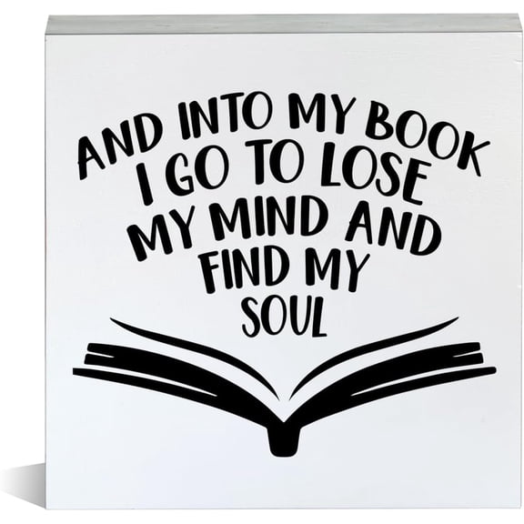 Zomyto 7x7 Inch Book Lover Decor I Go to Lose My Mind Book Worm Nerd Wooden Box Sign Rustic Decorative Desk Sign