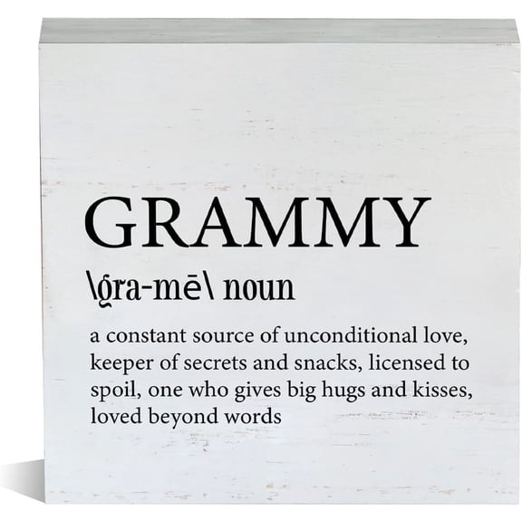 Zomyto 7x7 Inch Farmhouse Grammy Definition Wooden Box Sign Rustic Style Grammy Wood Block Tabletop Sign Decorative Desk Sign