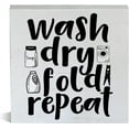 thumbnail image 1 of Zomyto 7x7 Inch Farmhouse Laundry Room Wooden Box Sign Rustic Style Wash Dry Fold Repeat Laundry Wood Block Tabletop Sign Decorative Desk Sign, 1 of 8