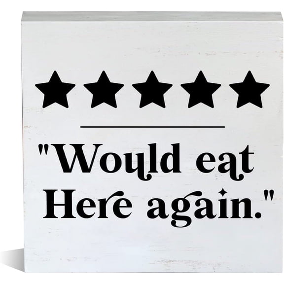 Zomyto 7x7 Inch Farmhouse Would Eat Here Again Wooden Box Sign Kitchen Wood Block Tabletop Sign
