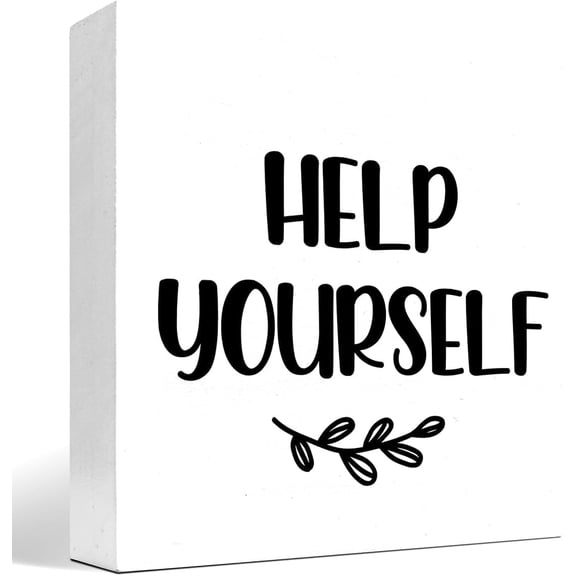 Zomyto 7x7 Inch Help Yourself Wooden Box Sign Desk Decor Wedding Party Baby Shower Wooden Box Plaque Sign Desk Decor