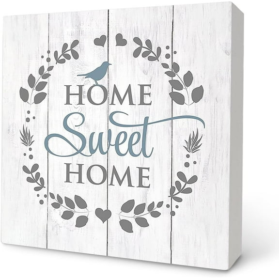 Zomyto 7x7 Inch Home Sweet Home Sign,Home Signs for Home Decor,Rustic Wooden Box Sign Block Plaque