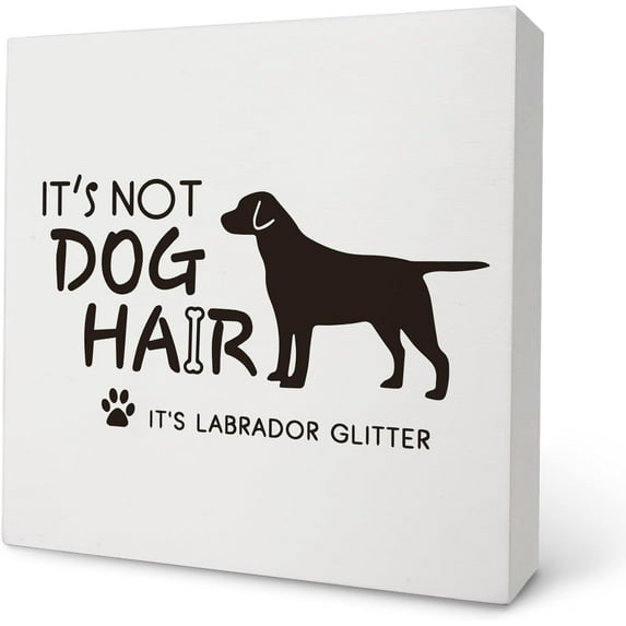 Zomyto 7x7 Inch It's not Dog Hair It's Labrador Glitter Wooden Box Sign Decor,Dog Lovers Gift,Labrador Mom Gift,Funny Dog Wooden Block Plaque