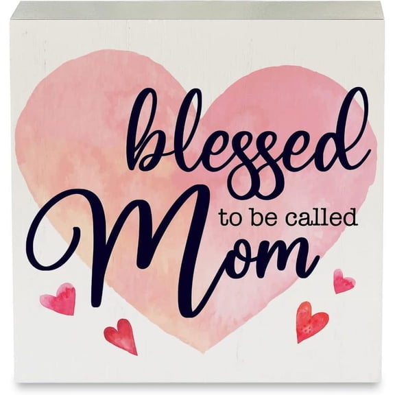 Zomyto 7x7 Inches Country Blessed to Be Called Mom Wood Box Sign Rustic Mother Wooden Box Sign Decorative Sign Block Plaque