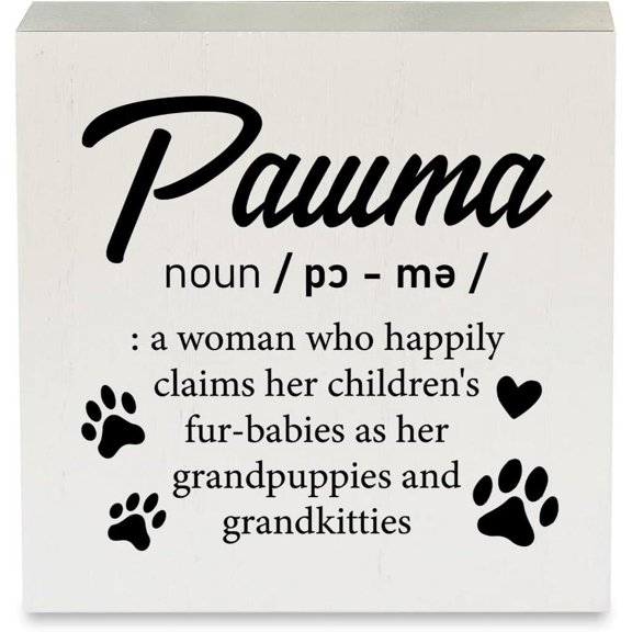 Zomyto 7x7 Inches Country Pawma Definition Wood Box Sign Rustic Dog Grandma Wooden Box Sign Decorative Sign Block Plaque
